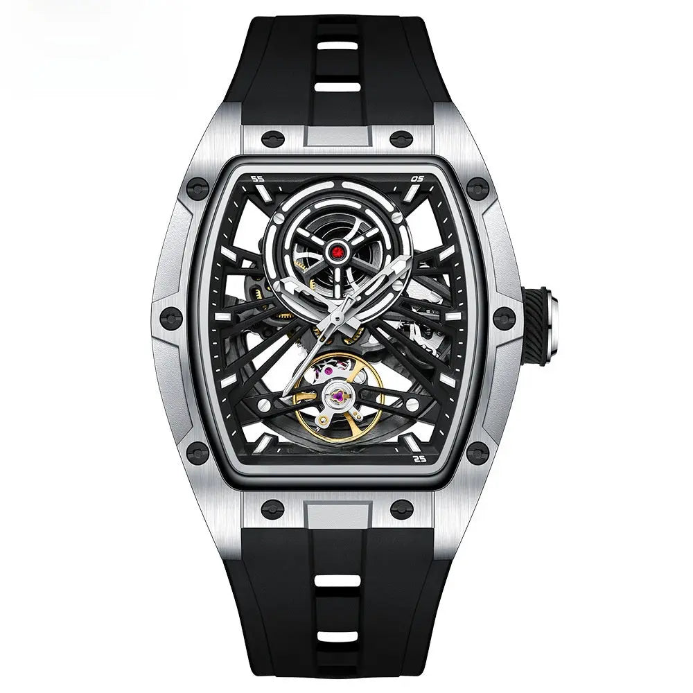 Skeleton Automatic Mechanical Watch For Men 50m Water Resistant Timepiece Teemdr