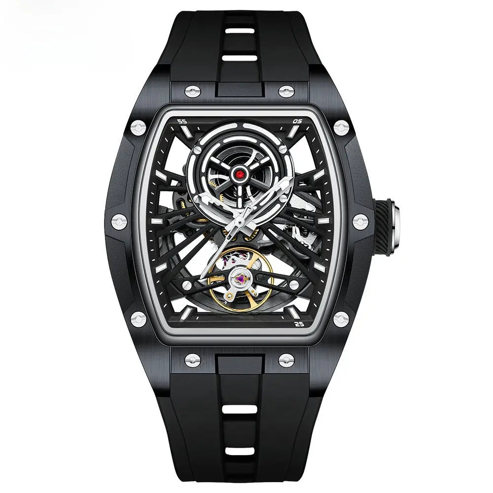 Skeleton Automatic Mechanical Watch For Men 50m Water Resistant Timepiece Teemdr
