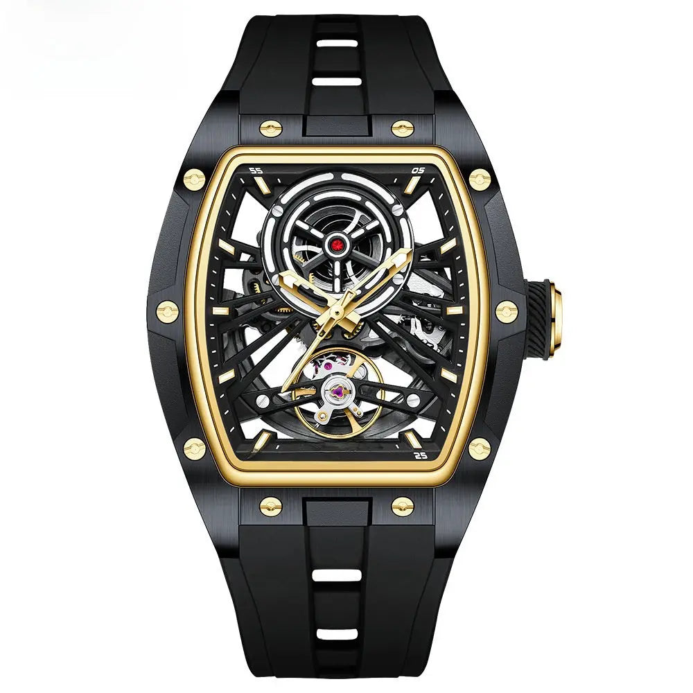 Skeleton Automatic Mechanical Watch For Men 50m Water Resistant Timepiece Teemdr
