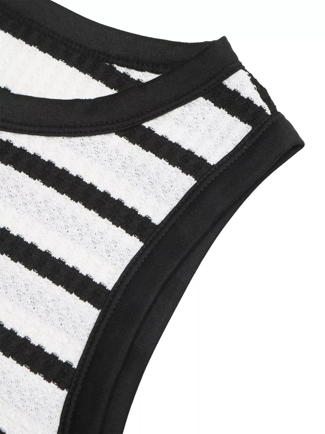 Sleeveless Striped Bodycon Midi Dress With Slit Polyester Elastane Trendsi