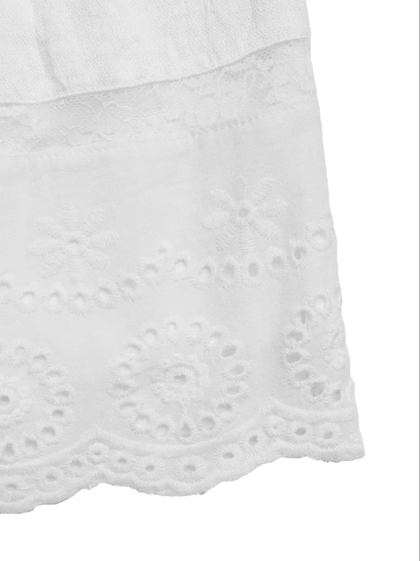 Smocked Tube Eyelet Hem Mini Dress With Bow Viscose Blend Trendsi