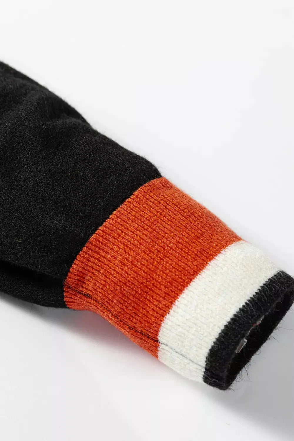 Striped Trim V Neck Varsity Sweater Trendsi