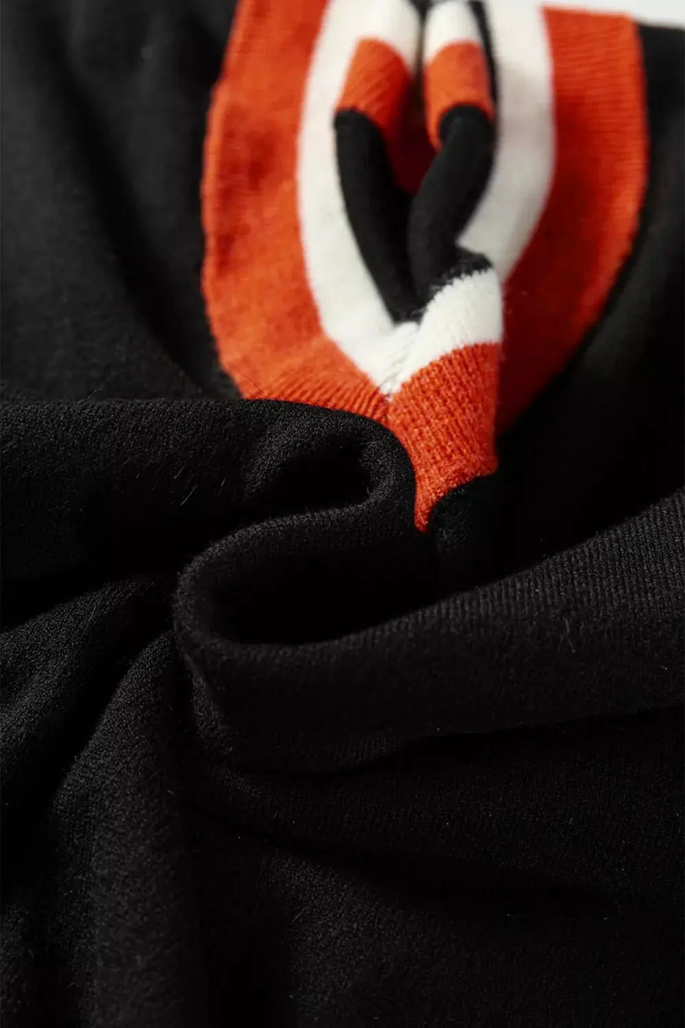 Striped Trim V Neck Varsity Sweater Trendsi