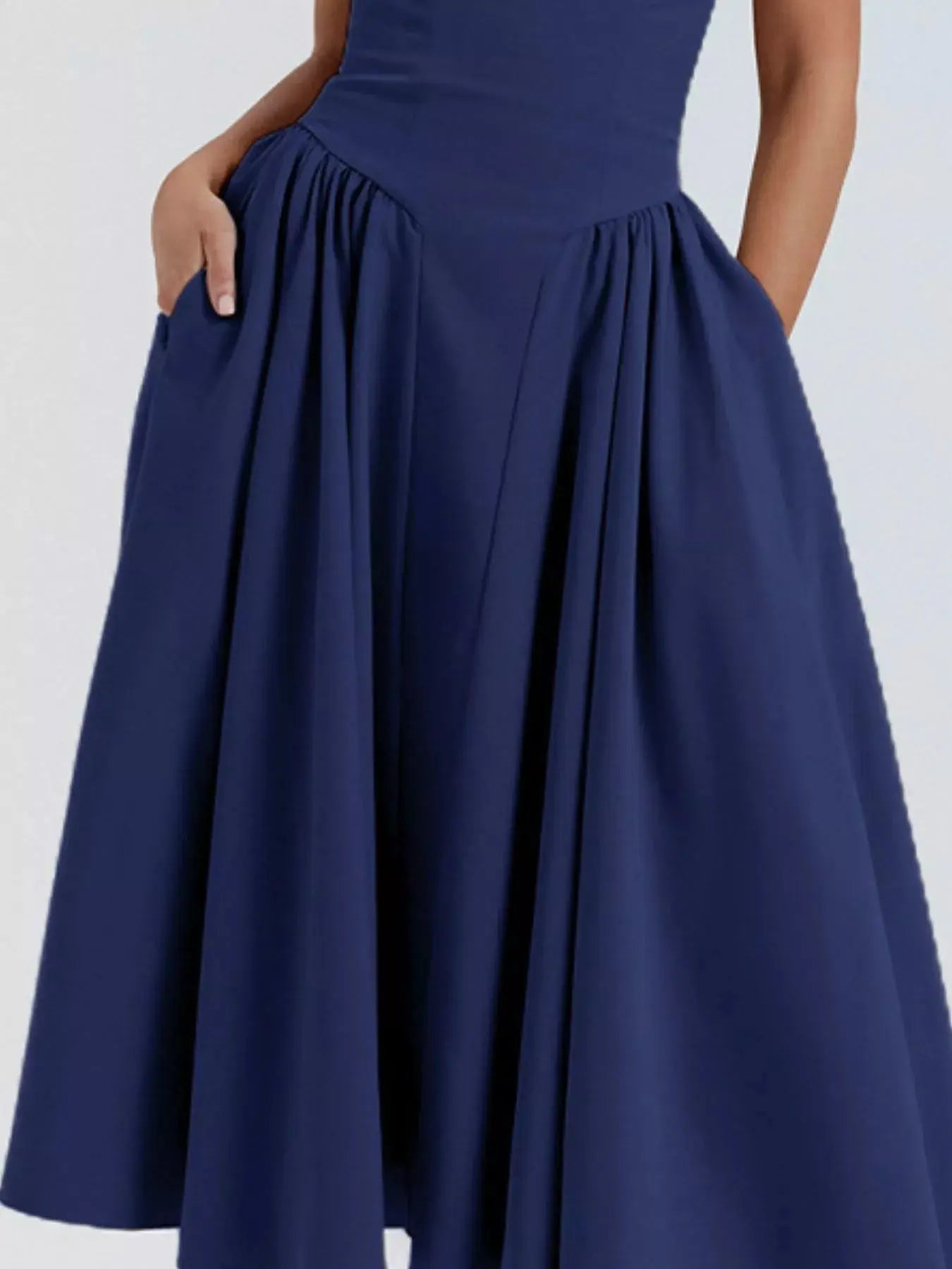 Sweetheart Neck Spaghetti Strap Midi Dress Polyester Blend Unlined Non Stretch Trendsi