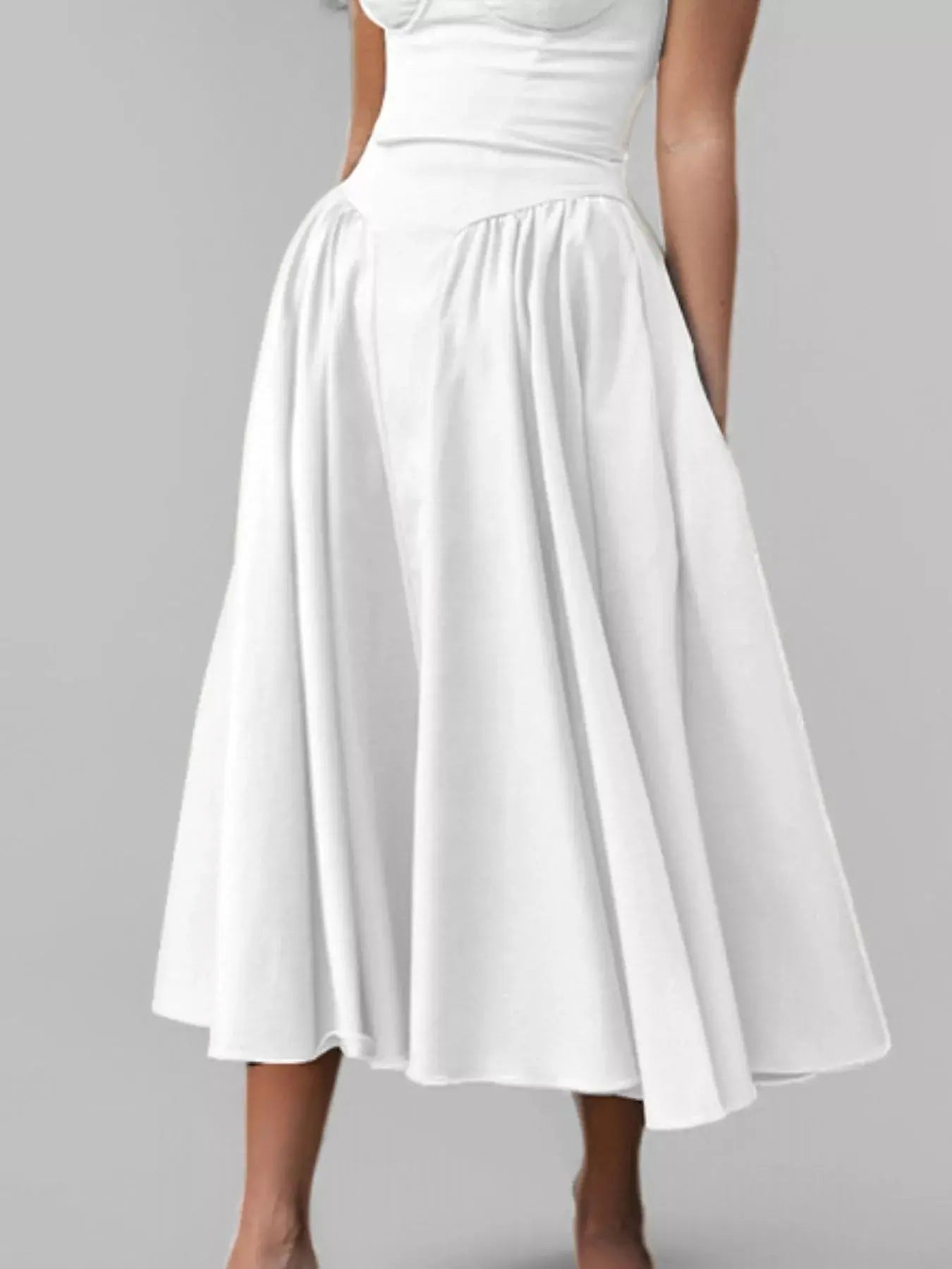 Sweetheart Neck Spaghetti Strap Midi Dress Polyester Blend Unlined Non Stretch Trendsi