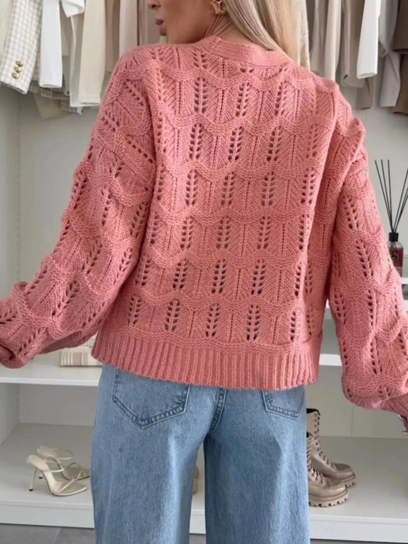 Tie Front Openwork Cardigan 100 Percent Polyester Lightweight Layering Top Trendsi