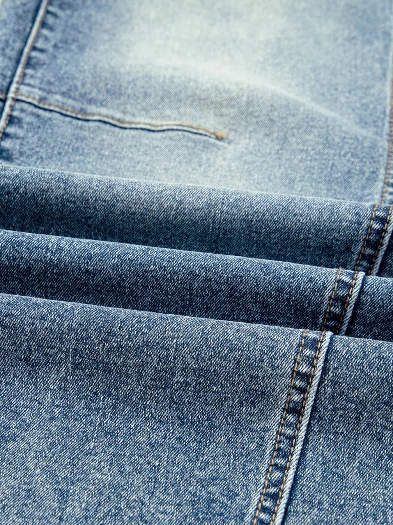 Vintage Washed Seam Detail Shift Jeans Non Stretch Denim With Classic Fit For Everyday Casual Wear Trendsi