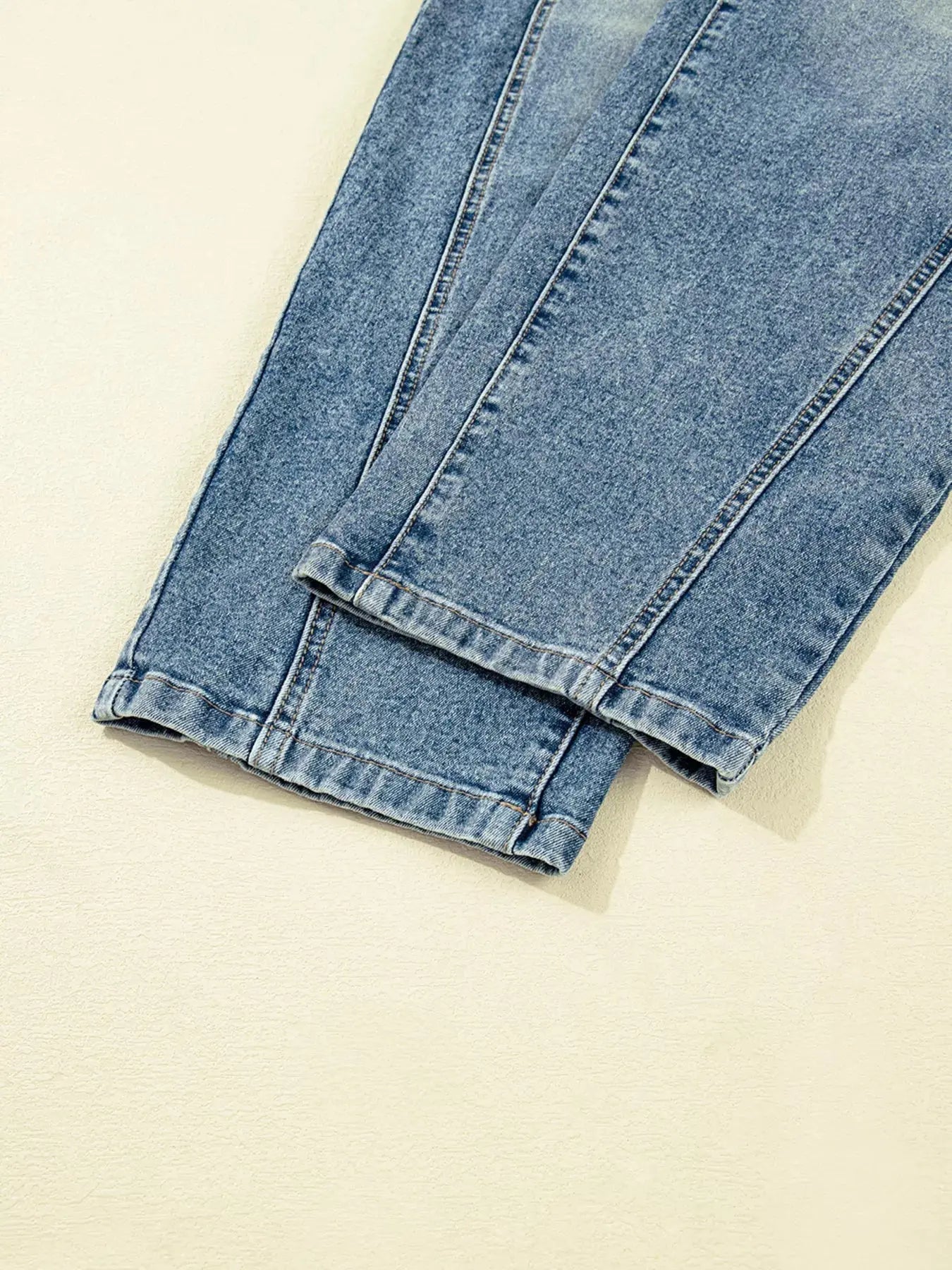 Vintage Washed Seam Detail Shift Jeans Non Stretch Denim With Classic Fit For Everyday Casual Wear Trendsi