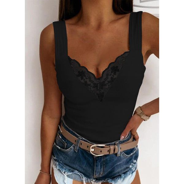 Casual Sexy Suspenders Lace Vest