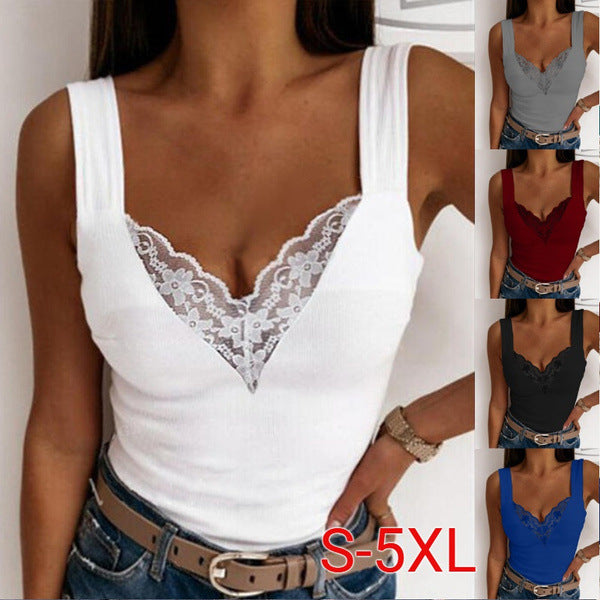 Casual Sexy Suspenders Lace Vest