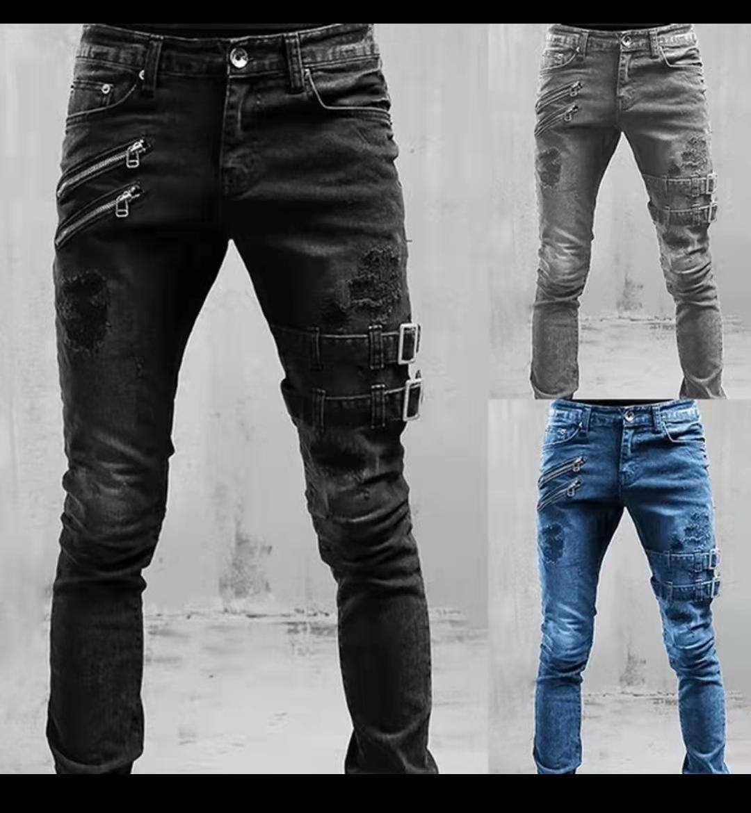 HannaClothingStore HannaClothingStore Men Jeans Personality Popular For Elastic