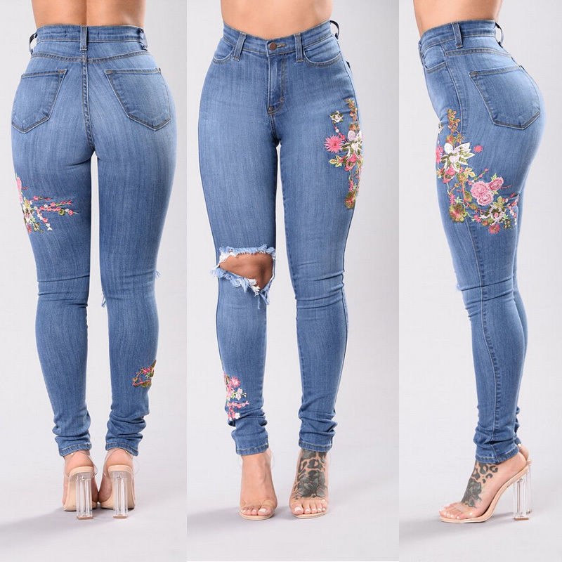 HannaClothingStore HannaClothingStore Women Jean Women's denim pants embroidered jeans trousers