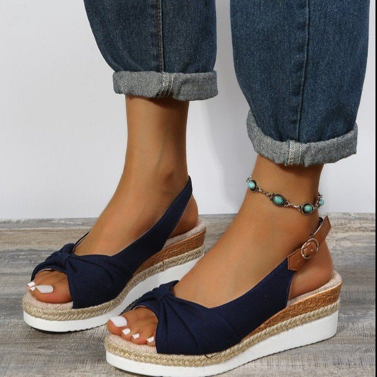 Summer Peep Toe Platform Sandals Buckle