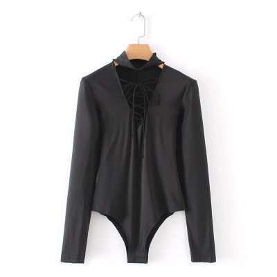 Long sleeve lace-up base shirt - HannaClothingStore