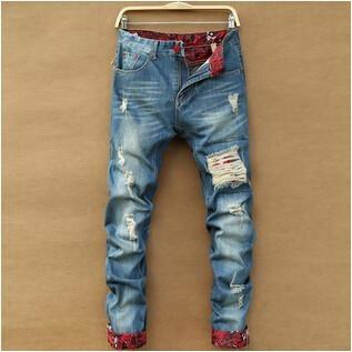 HannaClothingStore HannaClothingStore Men Jeans Vintage Distressed Pleated Jeans