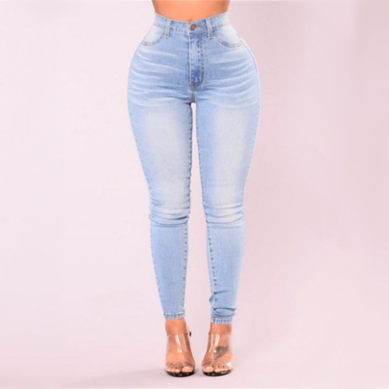 HannaClothingStore HannaClothingStore Women Jean Cross-Border Explosion Light Color Stretch Jeans