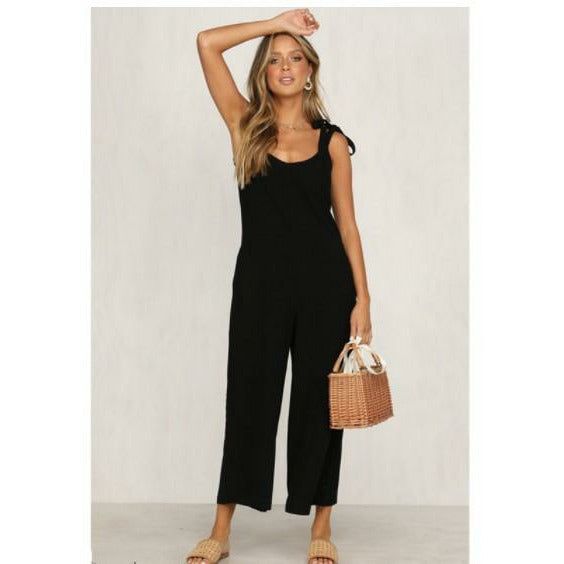 HannaClothingStore HannaClothingStore Women Jumpsuits Back solid jumpsuit ladies wide leg dress