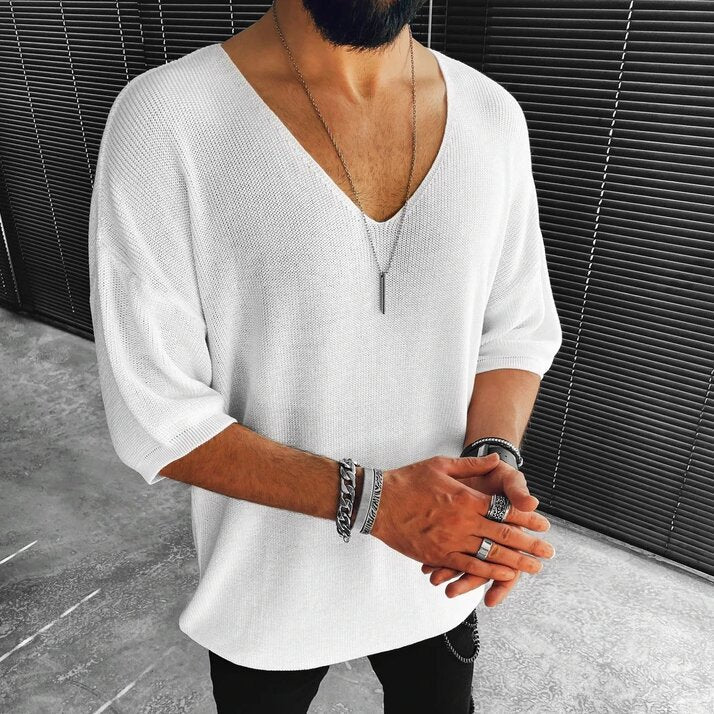 V-neck Men's Outdoor Casual Knitted Sweater