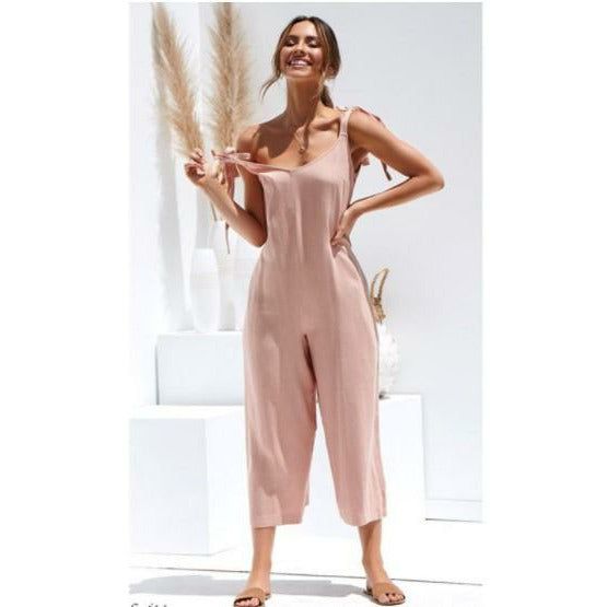 HannaClothingStore HannaClothingStore Women Jumpsuits Back solid jumpsuit ladies wide leg dress