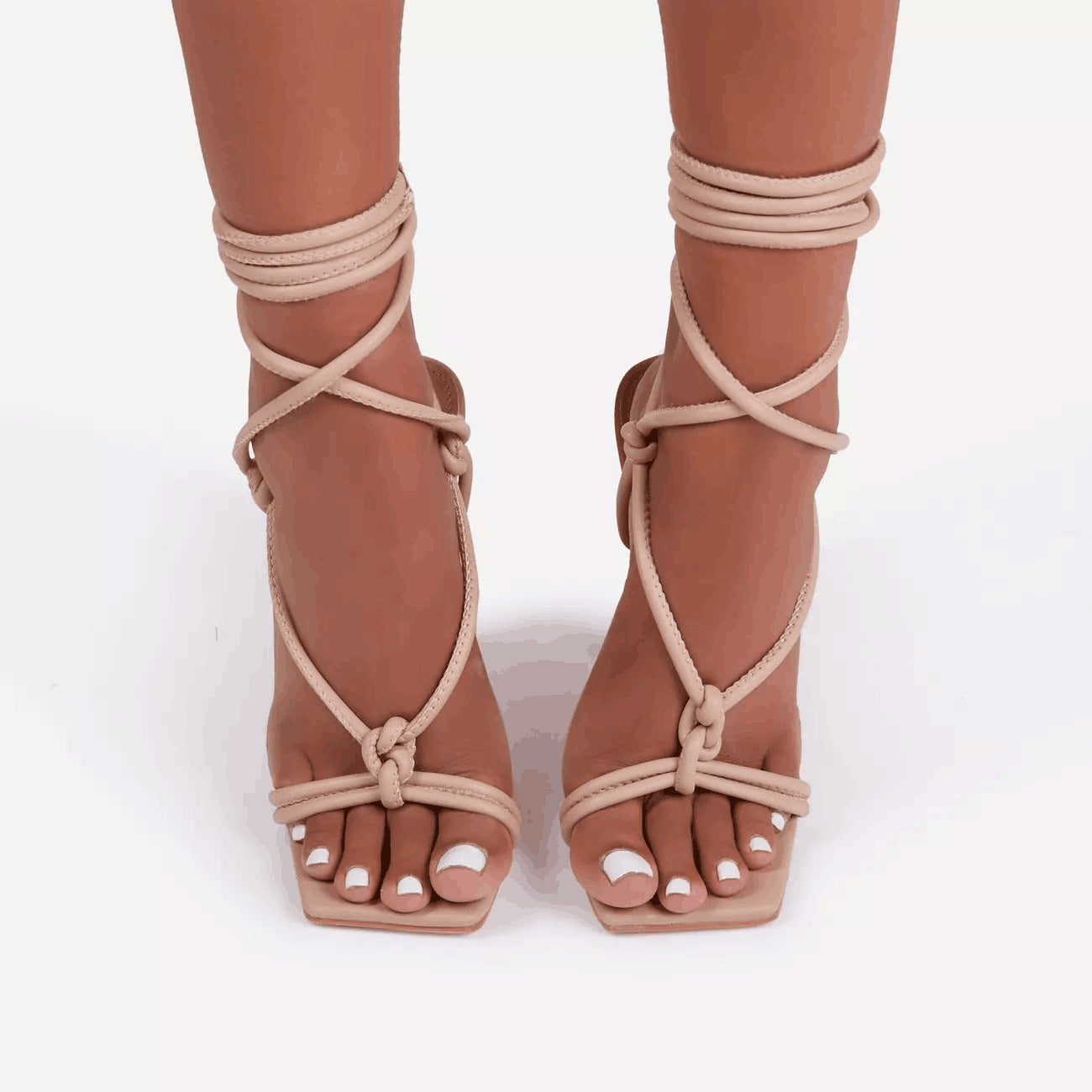 High-Heeled Sandals With Square Head