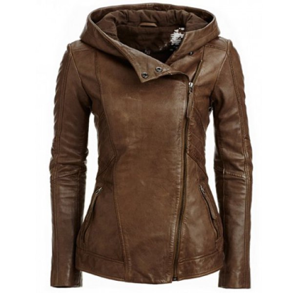 HannaClothingStore HannaClothingStore Women Jackets Long Sleeve Leather Jacket