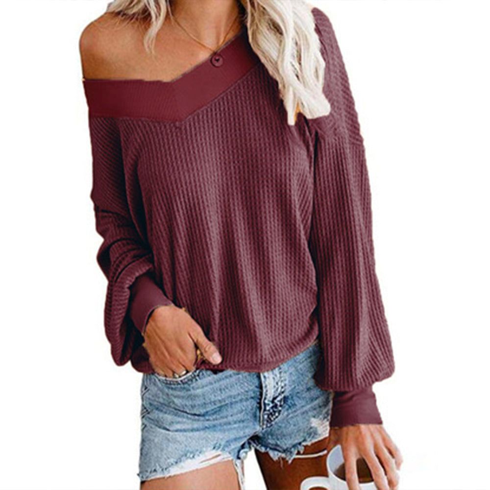 HannaClothingStore HannaClothingStore Women Blouse Knitwear Solid Color Pullover Loose Top