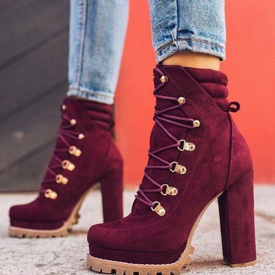 Table suede high heels