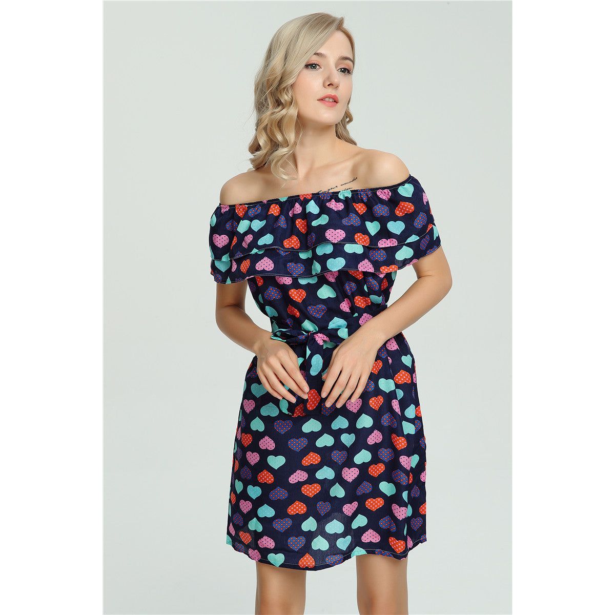 Off-the-shoulder chiffon dress - HannaClothingStore