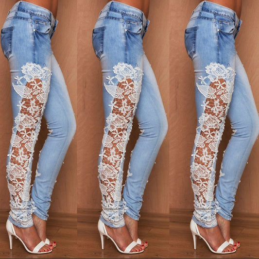 HannaClothingStore HannaClothingStore Women Jean Ladies Lace jeans