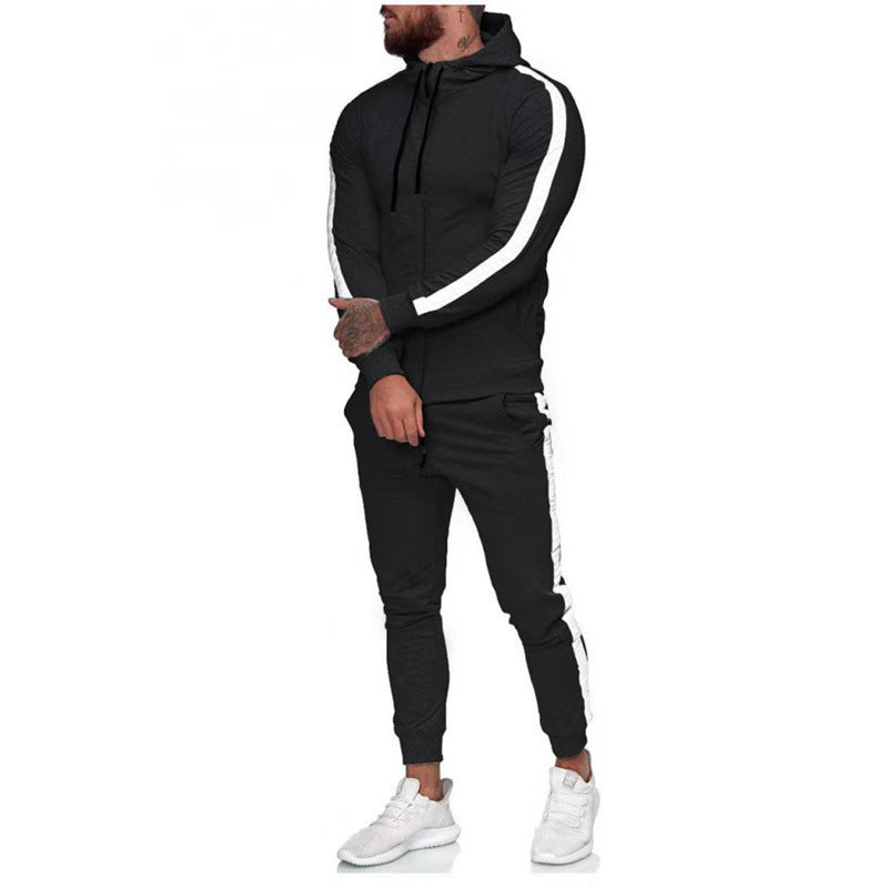 HannaClothingStore HannaClothingStore Men's Bottoms Hooded stitching sweater mens casual sports suit