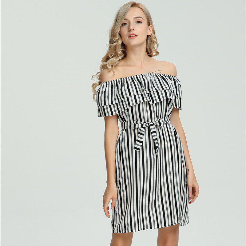 Off-the-shoulder chiffon dress - HannaClothingStore