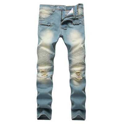 HannaClothingStore HannaClothingStore Men Jeans Cross border broken hole Jeans