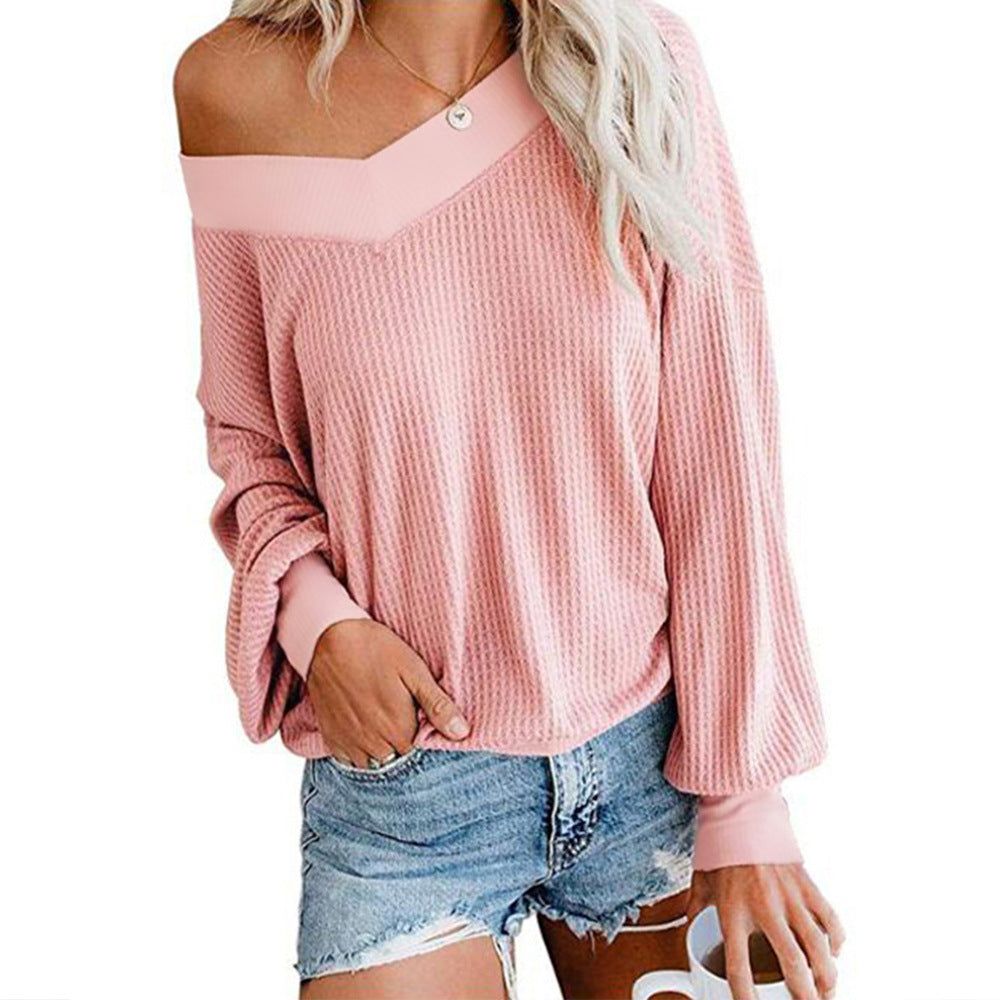 HannaClothingStore HannaClothingStore Women Blouse Knitwear Solid Color Pullover Loose Top