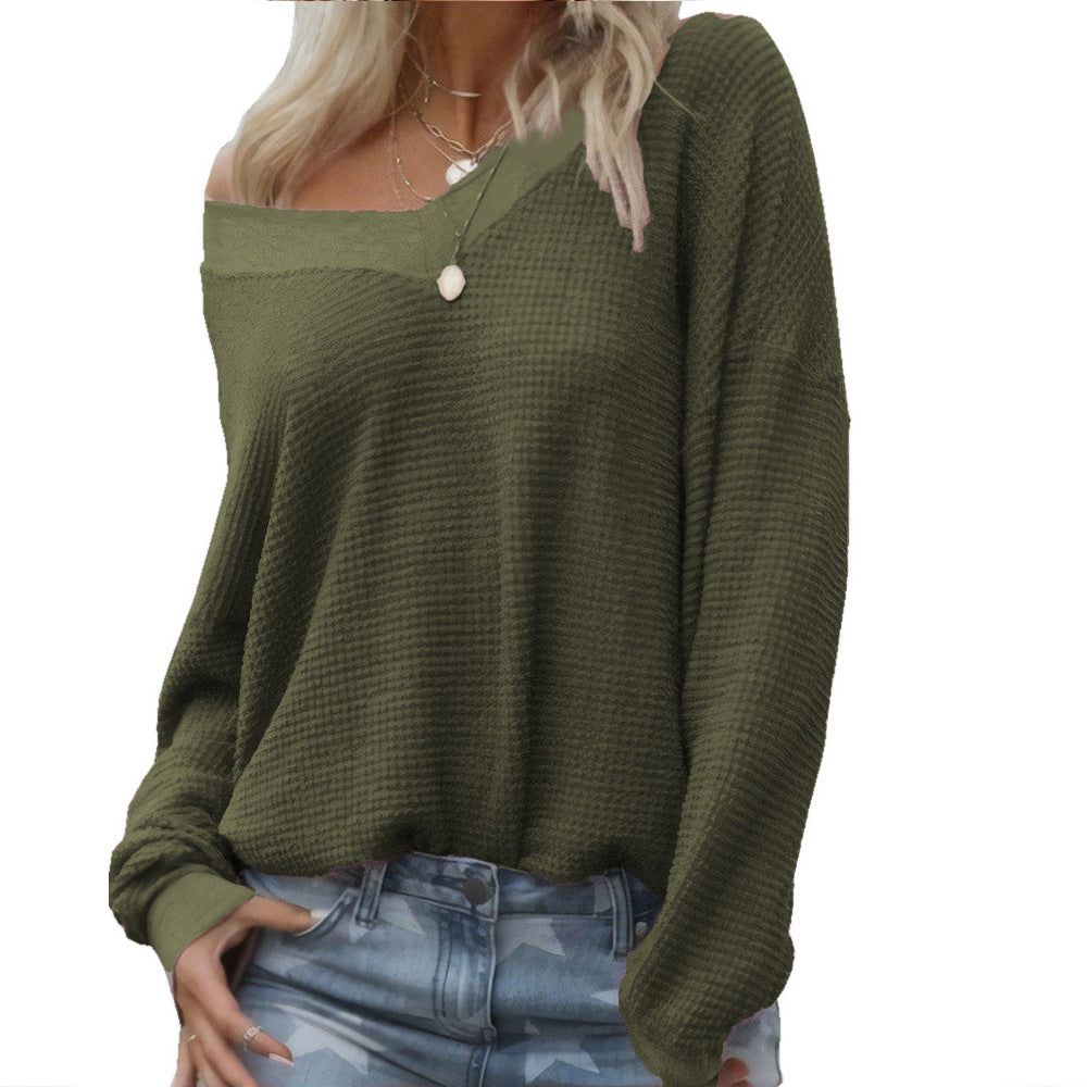 HannaClothingStore HannaClothingStore Women Blouse Knitwear Solid Color Pullover Loose Top