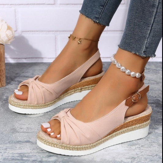 Summer Peep Toe Platform Sandals Buckle