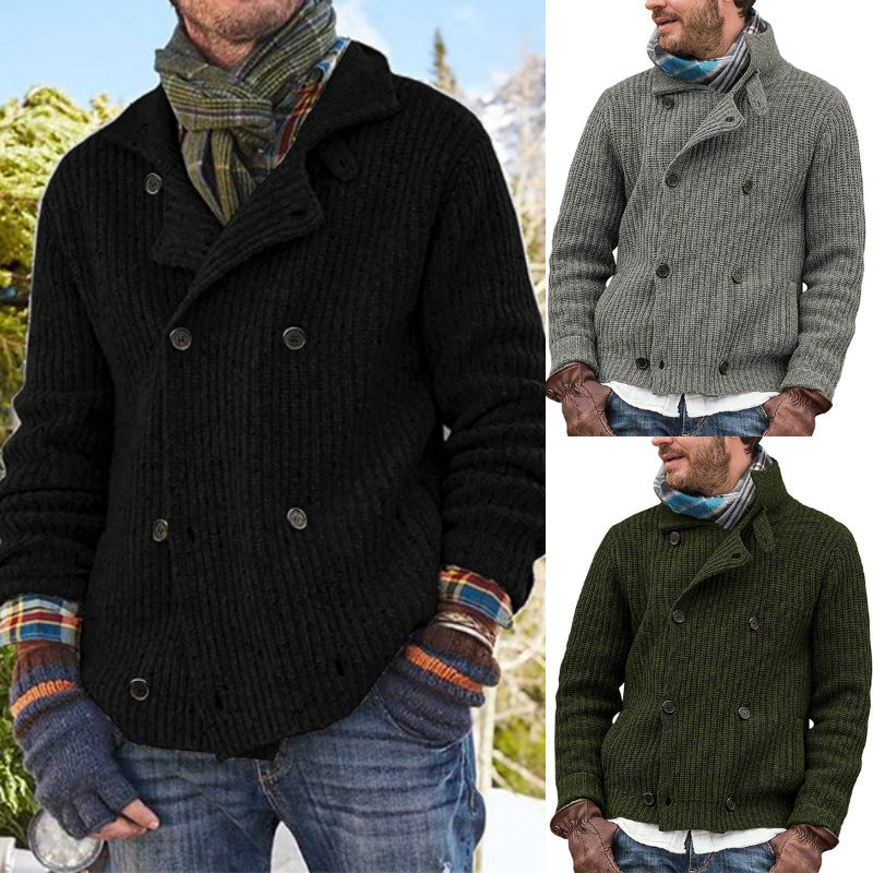 Knitted Coat Multicolor Cross-border Double-breasted Sweater