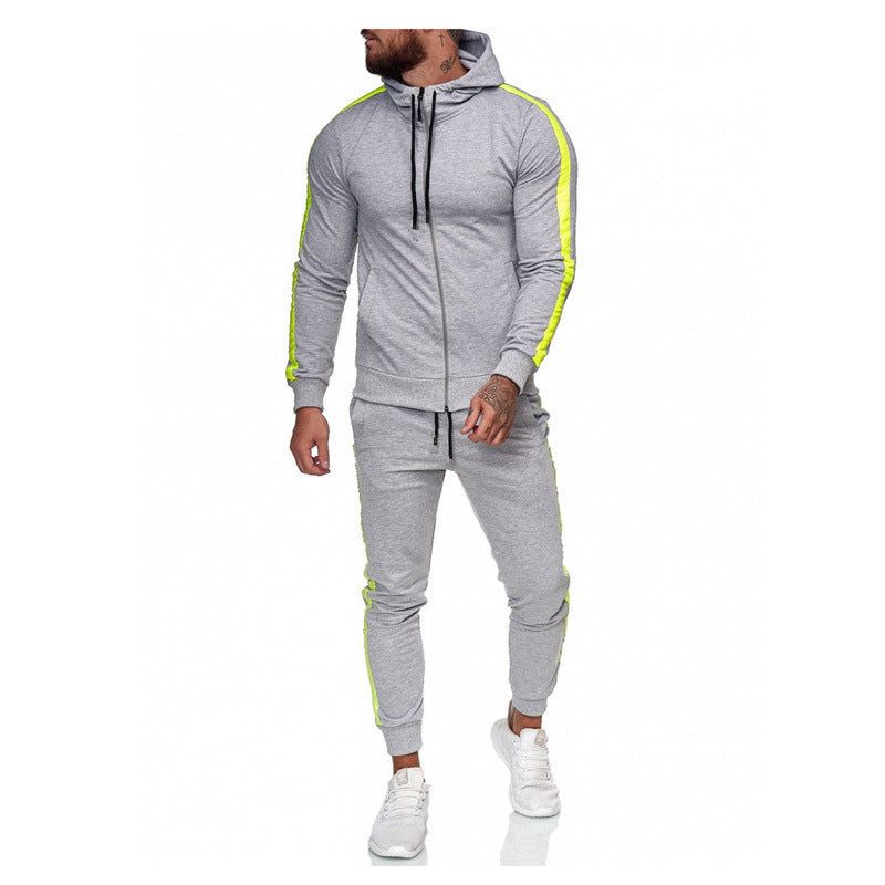 HannaClothingStore HannaClothingStore Men's Bottoms Hooded stitching sweater mens casual sports suit