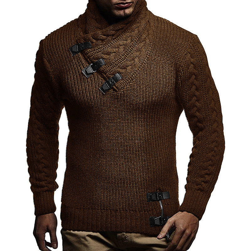 Men's Turtleneck Sweater Solid Color Long Sleeve