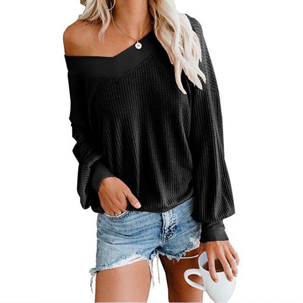 HannaClothingStore HannaClothingStore Women Blouse Knitwear Solid Color Pullover Loose Top