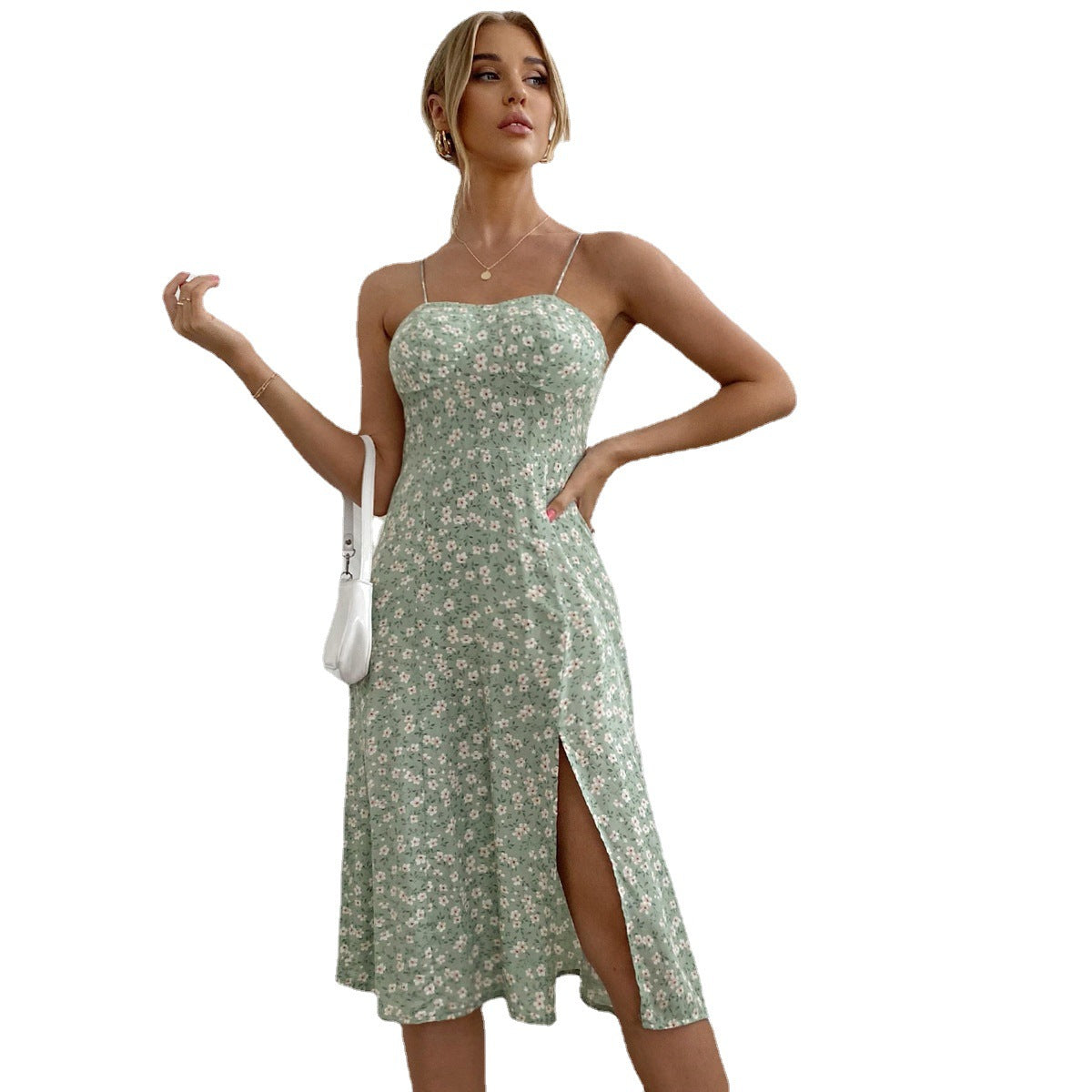 HannaClothingStore HannaClothingStore Women Dress Strapless Back Print Sleeveless Ruffle Dress