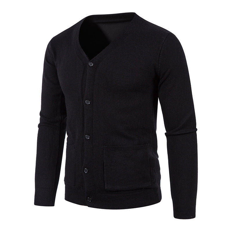 Fashion Casual Men's Solid Color Sweater Jacket