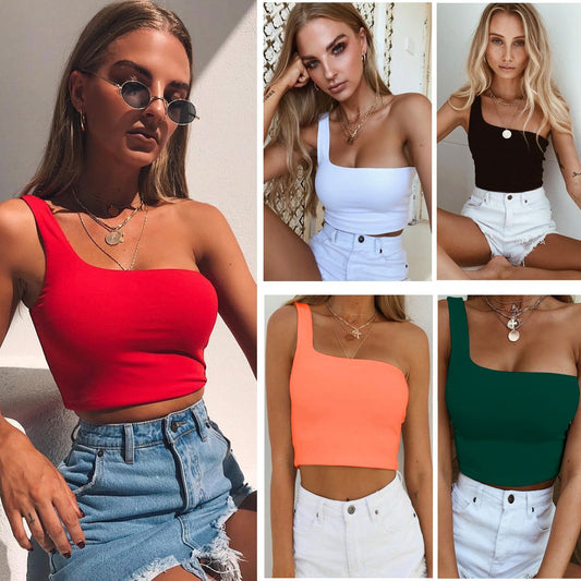 HannaClothingStore HannaClothingStore Women Blouse one-shoulder crop top