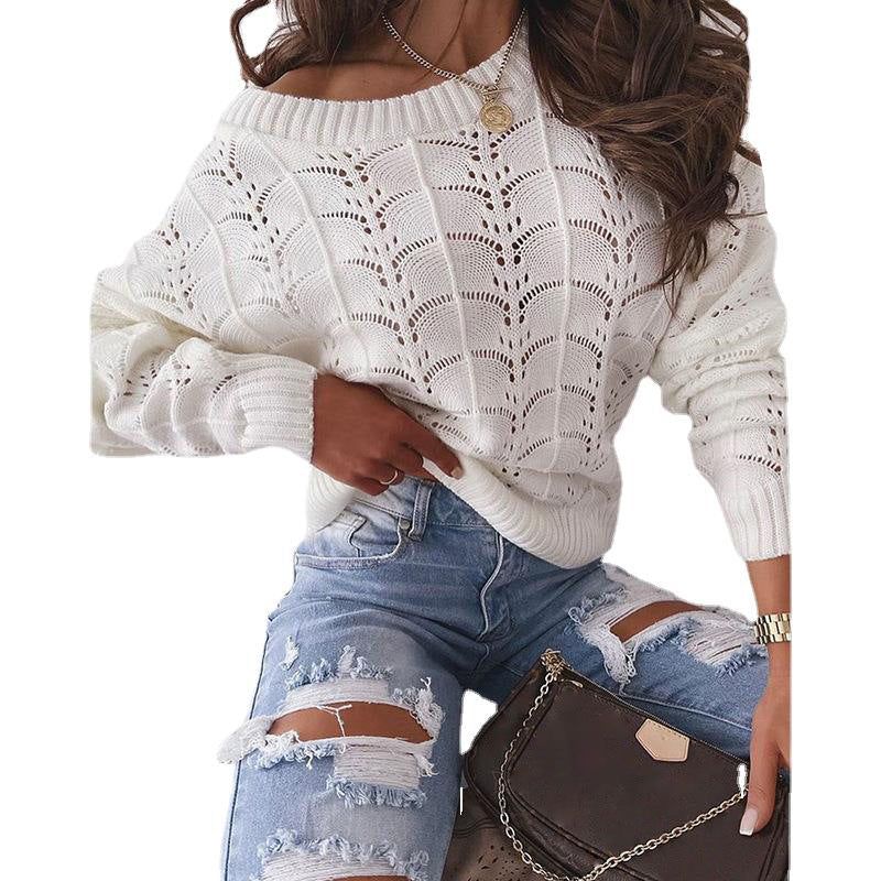 HannaClothingStore HannaClothingStore Women Jumpers European And American Bat Sleeve Hollow Sweater