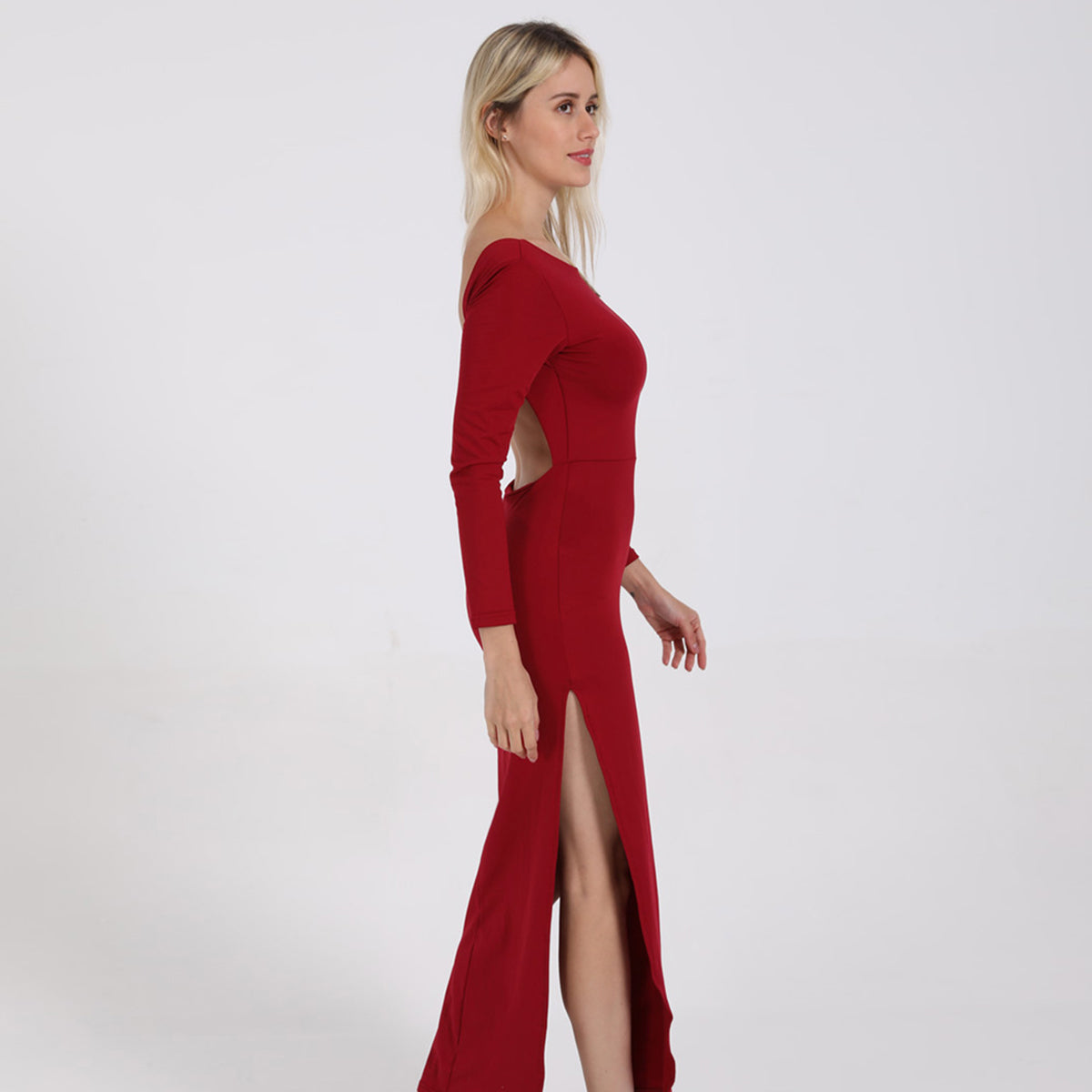 HannaClothingStore HannaClothingStore Women Dress Open back split long sleeve floor dress